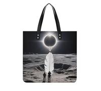 FodPand Total Solar Eclipse Tote Bag for Women Leather Work Shopper Beach Handbag Travel Carryall Shoulder Bag