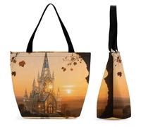 FodPand Tote Bag for Women Amber Castle Scenery Shoulder Bag Handbag for Travel Beach Work Shopping Bags Grocery Bags