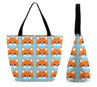 FodPand Tote Bag for Women Orange Fox Stripes Shoulder Bag Handbag for Travel Beach Work Shopping Bags Grocery Bags