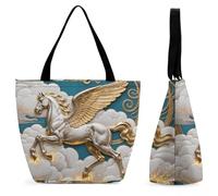 FodPand Tote Bag for Women Pegasus Cloud Flight Shoulder Bag Handbag for Travel Beach Work Shopping Bags Grocery Bags