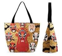 FodPand Tote Bag for Women Peking Opera Masks Shoulder Bag Handbag for Travel Beach Work Shopping Bags Grocery Bags
