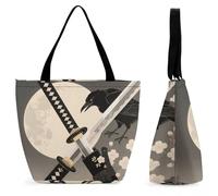 FodPand Tote Bag for Women Samurai Sword Draw Shoulder Bag Handbag for Travel Beach Work Shopping Bags Grocery Bags
