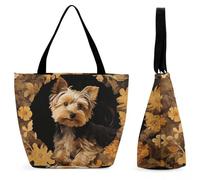 FodPand Tote Bag for Women Yorkshire Terrier in The Cave Shoulder Bag Handbag for Travel Beach Work Shopping Bags Grocery Bags