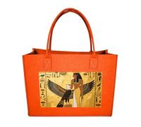 FodPand Tote Bags Reusable Shopping Bag Grocery Bag Ancient Egyptian Art Felt Handbags Storage Bags Fruit Orange