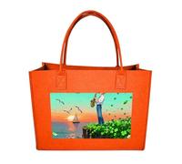 FodPand Tote Bags Reusable Shopping Bag Grocery Bag Coastal Singing Felt Handbags Storage Bags Fruit Orange