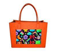 FodPand Tote Bags Reusable Shopping Bag Grocery Bag Colorful Element Pattern Felt Handbags Storage Bags Fruit Orange