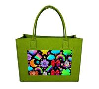 FodPand Tote Bags Reusable Shopping Bag Grocery Bag Colorful Element Pattern Felt Handbags Storage Bags Light Green