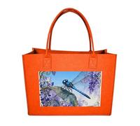 FodPand Tote Bags Reusable Shopping Bag Grocery Bag Dragonfly Jacaranda Leaf Felt Handbags Storage Bags, Fruit Orange, One Size