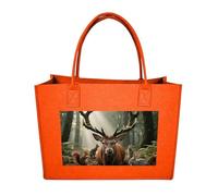 FodPand Tote Bags Reusable Shopping Bag Grocery Bag Forest Wildlife Felt Handbags Storage Bags Fruit Orange