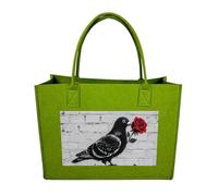 FodPand Tote Bags Reusable Shopping Bag Grocery Bag Graffiti Peace Dove Felt Handbags Storage Bags Light Green