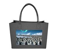 FodPand Tote Bags Reusable Shopping Bag Grocery Bag Penguin Colony Felt Handbags Storage Bags Dark Gray