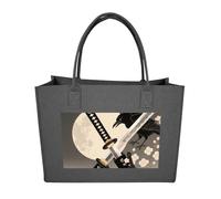 FodPand Tote Bags Reusable Shopping Bag Grocery Bag Samurai Sword Draw Felt Handbags Storage Bags Dark Gray