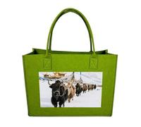 FodPand Tote Bags Reusable Shopping Bag Grocery Bag Snow Mountain Caravan Felt Handbags Storage Bags Light Green