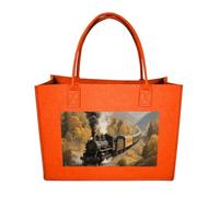 FodPand Tote Bags Reusable Shopping Bag Grocery Bag Steam Train in The Valley Felt Handbags Storage Bags, Fruit Orange, One Size