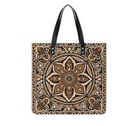 FodPand Traditional Batik Patterns Tote Bag for Women Leather Work Shopper Beach Handbag Travel Carryall Shoulder Bag