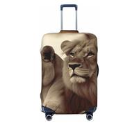 FodPand Travel Luggage Cover Protector African Lion and Lioness Suitcase Cover Washable Elastic Suitcase Protector Anti-Scratch Suitcase Cover Fits 18-32 Inch Luggage, Black, L
