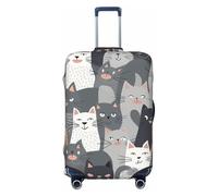 FodPand Travel Luggage Cover Protector Cute Funny Grey Cats Pattern Suitcase Cover Washable Elastic Suitcase Protector Anti-Scratch Suitcase Cover Fits 18-32 Inch Luggage, Black, Medium