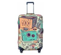 FodPand Travel Luggage Cover Protector I Love The 90s Illustration Suitcase Cover Washable Elastic Suitcase Protector Anti-Scratch Suitcase Cover Fits 18-32 Inch Luggage, Black, M