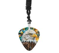 FodPand Trendy Guitar Pick Necklace for Women & Men, 1.2x1.1 Inch Animal Pattern Pendant with 24" Black Cord, Metal Bass Picks Musical Jewelry Gift for Musicians, Daily Wear