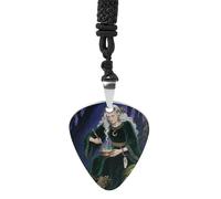 FodPand Trendy Guitar Pick Necklace for Women & Men, 1.2x1.1 Inch Forest Witch Pendant with 24" Black Cord, Metal Bass Picks Musical Jewelry Gift for Musicians, Daily Wear