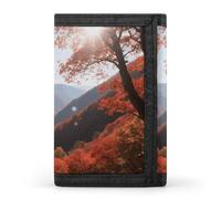 FodPand Tri-Fold Wallet with 8 Card Slots & Money Clip - Ants Eating Bread Slim Compact Wallet for Men & Women, Autumn Red Leaf Valley, One Size, Modern
