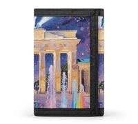 FodPand Tri-Fold Wallet with 8 Card Slots & Money Clip - BatCross Slim Compact Wallet for Men & Women, Berlin Brandenburg Gate Fountain, One Size, Modern