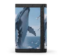 FodPand Tri-Fold Wallet with 8 Card Slots & Money Clip - BatCross Slim Compact Wallet for Men & Women, Blue Whale, One Size, Modern