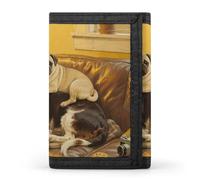 FodPand Tri-Fold Wallet with 8 Card Slots & Money Clip - Black Cat Slim Compact Wallet for Men & Women, Brown Gordon Setter Pug snuggles, One Size, Modern