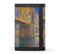FodPand Tri-Fold Wallet with 8 Card Slots & Money Clip - Boreal Forest Slim Compact Wallet for Men & Women, Brooklyn Bridge Dot Lights, One Size, Modern