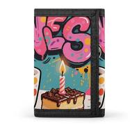 FodPand Tri-Fold Wallet with 8 Card Slots & Money Clip - Corgi Starry Night Slim Compact Wallet for Men & Women, Doodle Style coffee cake, One Size, Modern
