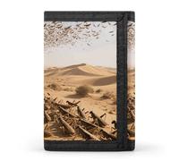 FodPand Tri-Fold Wallet with 8 Card Slots & Money Clip - Crocodile Clan Mark Slim Compact Wallet for Men & Women, Desert Locust Swarm, One Size, Modern