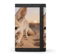 FodPand Tri-Fold Wallet with 8 Card Slots & Money Clip - Dragon Pattern Slim Compact Wallet for Men & Women, Fennec Fox Digging, One Size, Modern