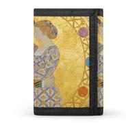 FodPand Tri-Fold Wallet with 8 Card Slots & Money Clip - Galaxy Spiral Nebula Slim Compact Wallet for Men & Women, Golden Kiss, One Size, Modern