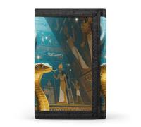 FodPand Tri-Fold Wallet with 8 Card Slots & Money Clip - Galaxy Spiral Nebula Slim Compact Wallet for Men & Women, Golden Cobra in Egyptian Pyramid, One Size, Modern