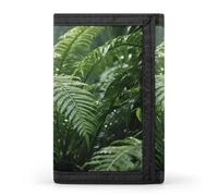 FodPand Tri-Fold Wallet with 8 Card Slots & Money Clip - Gold Exquisite Dragonfly Slim Compact Wallet for Men & Women, Green plants, One Size, Modern