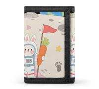 FodPand Tri-Fold Wallet with 8 Card Slots & Money Clip - Hedgehog with Backpack Slim Compact Wallet for Men & Women, Rabbit on the Moon, One Size, Modern