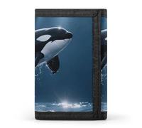 FodPand Tri-Fold Wallet with 8 Card Slots & Money Clip - Hippie Tiger Slim Compact Wallet for Men & Women, killer whale, One Size, Modern