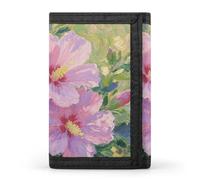FodPand Tri-Fold Wallet with 8 Card Slots & Money Clip - Hippie Tiger Slim Compact Wallet for Men & Women, Hibiscus Flowers, One Size, Modern