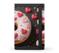FodPand Tri-Fold Wallet with 8 Card Slots & Money Clip - Hippie Tiger Slim Compact Wallet for Men & Women, Love Hearts Donut, One Size, Modern
