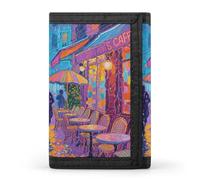FodPand Tri-Fold Wallet with 8 Card Slots & Money Clip - Octopus Slim Compact Wallet for Men & Women, Paris Cafe Neon Night, One Size, Modern