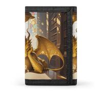 FodPand Tri-Fold Wallet with 8 Card Slots & Money Clip - Panda Bamboo Slim Compact Wallet for Men & Women, Reading Book Cool Retro Dragon, One Size, Modern
