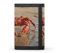 FodPand Tri-Fold Wallet with 8 Card Slots & Money Clip - Rain Spirit Mask Slim Compact Wallet for Men & Women, Red Crab, One Size, Modern