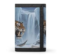 FodPand Tri-Fold Wallet with 8 Card Slots & Money Clip - Rhinoceros Beetle Slim Compact Wallet for Men & Women, Saber-tooth Tiger at Cave, One Size, Modern