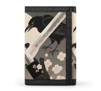 FodPand Tri-Fold Wallet with 8 Card Slots & Money Clip - Rhinoceros Beetle Slim Compact Wallet for Men & Women, Samurai Sword Draw, One Size, Modern