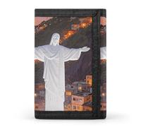FodPand Tri-Fold Wallet with 8 Card Slots & Money Clip - Rhinoceros Beetle Slim Compact Wallet for Men & Women, Rio Christ the Redeemer City, One Size, Modern