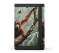 FodPand Tri-Fold Wallet with 8 Card Slots & Money Clip - Street Graffiti Art Slim Compact Wallet for Men & Women, Swinging orangutan, One Size, Modern