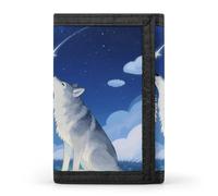 FodPand Tri-Fold Wallet with 8 Card Slots & Money Clip - Tropical Plant Flower Slim Compact Wallet for Men & Women, Wolf in the Dark, One Size, Modern