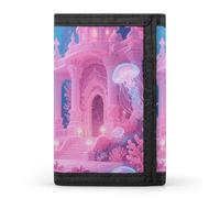 FodPand Tri-Fold Wallet with 8 Card Slots & Money Clip - Tyrannosaurus Rex Predation Slim Compact Wallet for Men & Women, Underwater Coral Palace, One Size, Modern