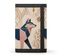 FodPand Tri-Fold Wallet with 8 Card Slots & Money Clip - Vintage Record Cover Slim Compact Wallet for Men & Women, Wolf Retro Art, One Size, Modern