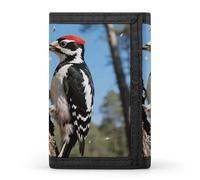 FodPand Tri-Fold Wallet with 8 Card Slots & Money Clip - Vintage Record Cover Slim Compact Wallet for Men & Women, Woodpecker at Work, One Size, Modern